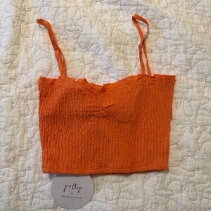 Princess Polly Vibrant Orange Smocked Crop Top
